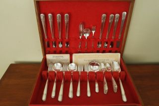 Talisman Wm Rogers & Son Silverplate 55pc Complete Set For 8 In Vintage Chest