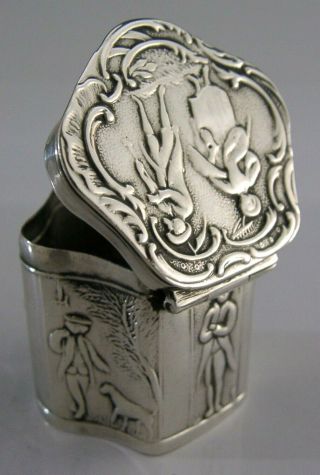 Dutch Antique Solid Silver Peppermint Or Snuff Box C1890 Antique