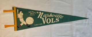 Nashville Vols Vintage Minor League Baseball Pennant - Sulphur Del - Rare