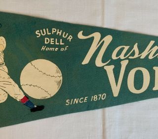 Nashville Vols Vintage Minor League Baseball Pennant - Sulphur Del - RARE 7