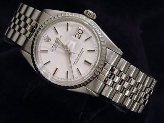 Rolex Datejust Mens Watch Stainless Steel With Jubilee Band & White Dial 1603
