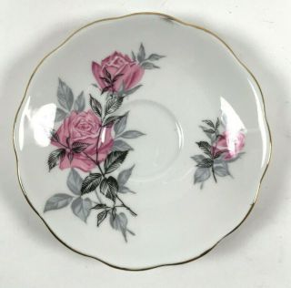 Roslyn Fine Bone China Vintage Saucer England Pink Roses Vintage