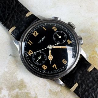 Vintage Lemania 15TL Military Gloss Chronograph Wristwatch 37mm Steel NR 3
