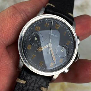 Vintage Lemania 15TL Military Gloss Chronograph Wristwatch 37mm Steel NR 4