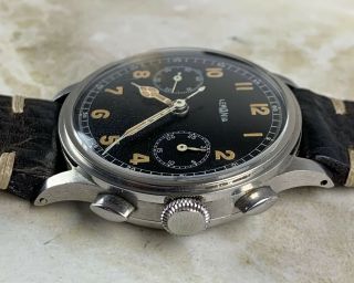 Vintage Lemania 15TL Military Gloss Chronograph Wristwatch 37mm Steel NR 6