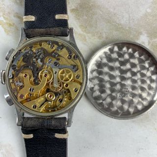 Vintage Lemania 15TL Military Gloss Chronograph Wristwatch 37mm Steel NR 9