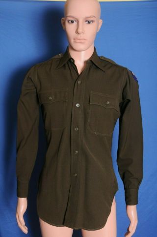 Wwii Us Army Air Forces Officers Chocolate Drab Green Dress Shirt Xs