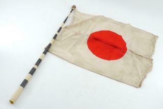 Japanese Ww2 Army/navy Seeing Off Rising Sun Cloth Hata With Pole C0001