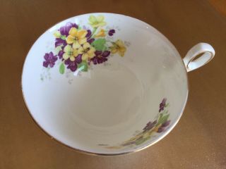 OLD ROYAL Bone China Cup & Saucer Set Yellow Purple Flowers Floral ENGLAND 4