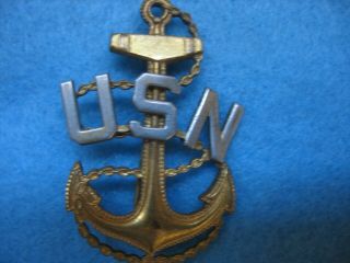 WWII US Navy Chief Petty Officers full size hat badge Gemsco Acid Test. 2