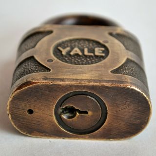 Vintage U.  S.  Forest Service Padlock - Yale Brass Lock No Key Well 5
