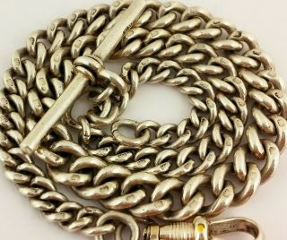 Heavy Antique English Hallmarked Solid Silver Albert Pocket Watch Chain