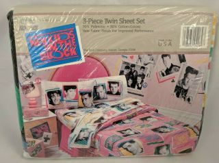 Vintage 1990 Kids on the Block Twin Sheet Set & Matching Dust Ruffle 2