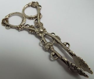 Fab Rare Decorative English Antique Georgian C.  1800 Cast Solid Silver Sugar Nips
