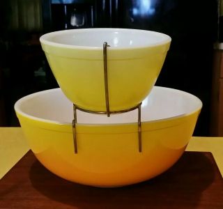 HTF Pyrex Pineapple Party Chip and Dip Set Yellow Orange Bowl,  Vintage Promo 3