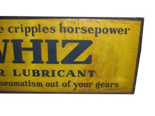 RARE HUGE 8ft 1930s WHIZ Automobile Gear Lubricant Grease Sign 3 ' x 8 ' 2