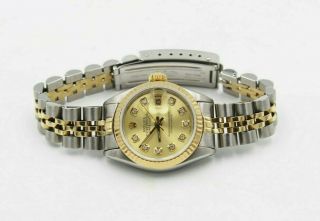 Ladies Rolex Oyster Perpetual Datejust Stainless 18k W/ Diamond Dial 6917