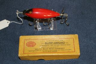 Vintage South Bend Surf - O - Reno Glass Eyes In Introduction Box