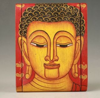 Chinese Wood Jewelry Box Hand - Painted Bodhisattva Old Spiritual Collec Gift M