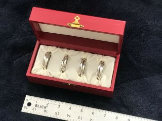 Athentic Cartier Boxed Set Of Four Napkin Rings Infinity Sterling Silver 2