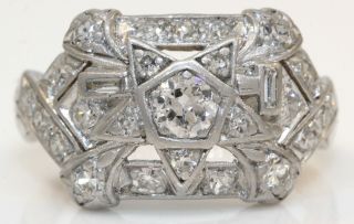Lovely Antique Platinum Ring With 1.  00 Ctw Diamonds 4.  0 Grams K24