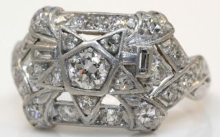 LOVELY ANTIQUE PLATINUM RING WITH 1.  00 CTW DIAMONDS 4.  0 GRAMS K24 2