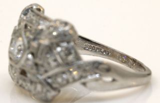 LOVELY ANTIQUE PLATINUM RING WITH 1.  00 CTW DIAMONDS 4.  0 GRAMS K24 4