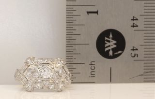 LOVELY ANTIQUE PLATINUM RING WITH 1.  00 CTW DIAMONDS 4.  0 GRAMS K24 8