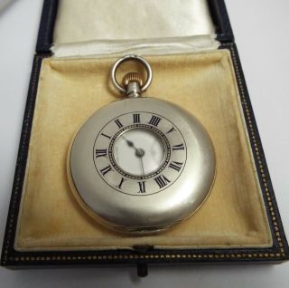 Fine Antique C1910 Solid Silver Half Hunter Pocket Watch