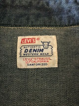 LEVI ' S Vintage 555 Denim Western Shirt 50s Short Horn Sawtooth BIG E USA NWOT XL 5