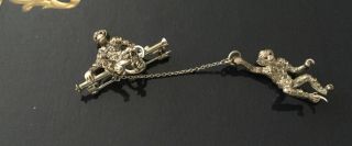 Vintage German Art Deco Knoll & Pregizer Diamond Paste Silver Monkey Brooch