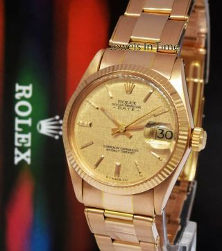 Rolex Date 18k Rose Gold Vintage Rivet Oyster Bracelet 31mm Watch & Box 6827