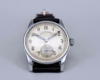 Vintage Revue Sport Swiss All Steel 1940s Military Style Mens Watch Cal 59 Exlnt