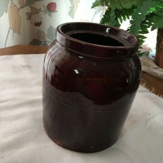 Vintage Brown Stoneware Pottery Crock 6 - 1/2 