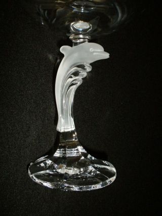 Rare Antique BACCARAT 6 x Crystal Champagne Goblet w/ Large Dolphin Figure Stems 10