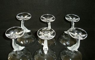 Rare Antique BACCARAT 6 x Crystal Champagne Goblet w/ Large Dolphin Figure Stems 3