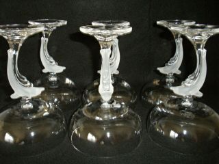 Rare Antique BACCARAT 6 x Crystal Champagne Goblet w/ Large Dolphin Figure Stems 5