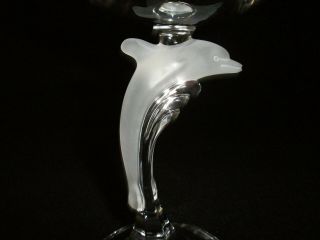 Rare Antique BACCARAT 6 x Crystal Champagne Goblet w/ Large Dolphin Figure Stems 8