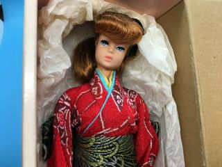 1986 MABA VIntage Style Ponytail Barbie doll redhead in Kimono Japan PB 2