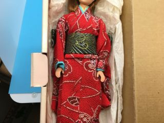 1986 MABA VIntage Style Ponytail Barbie doll redhead in Kimono Japan PB 3