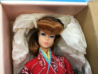 1986 MABA VIntage Style Ponytail Barbie doll redhead in Kimono Japan PB 5
