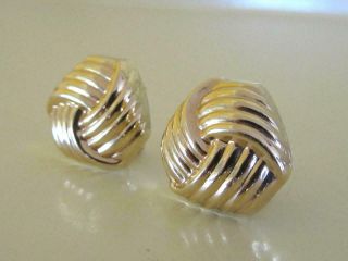14k Gold Vintage Large Love Knot Omega Back Pierced Earrings 5 Grams Italy