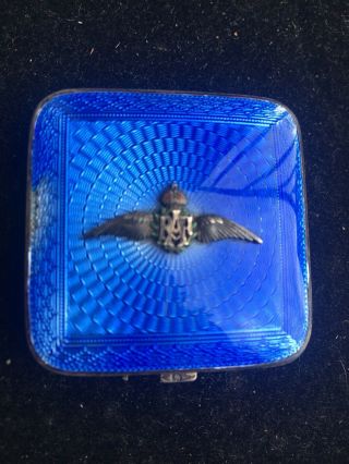 Raf Art Deco Silver Blue Enamel Folding Pocket Watch Travel Clock Order
