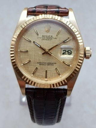 Vintage Gold Rolex Oyster Perpetual Datejust Chronometer Watch 36mm