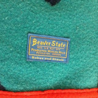 Vintage Beaver State Pendleton Wool Blanket Tribal/Southwest 66 x 76 vivid color 6