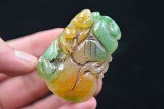 Antique Chinese Hand Carved Aristocratic Wearing Jadeite Jade Pendant P146