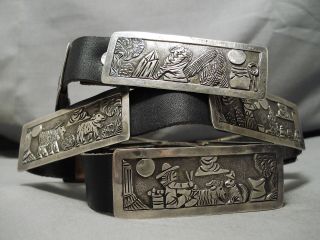 Important Authentic Vintage Navajo Floyd Becenti Sterling Silver Concho Belt Old