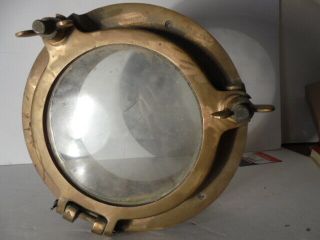 Antique Ships Solid Bronze 8” Porthole Window with Rare Adjustable Flange Ring 5