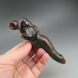 China,  Liaoning,  Hongshan Culture,  Nephrite&river Mill Jade,  Apollo&penis,  Pendant Q5