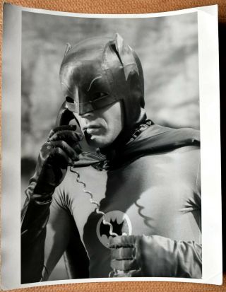 " Rare " Batman Vintage 11 " X 14 " Abc B & W Enlargement Of Adam West As " Batman "